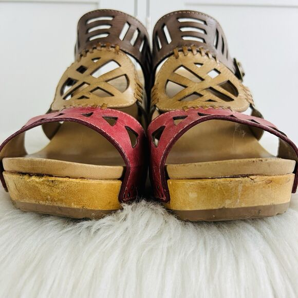 DANSKO Oralee Earthy Leather Handcrafted Wooden Heel Boho Clogs Sandals EU39 US8 - Picture 9 of 10